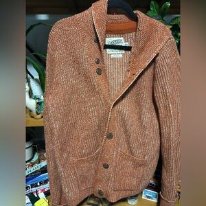 Grayers Orange and White Knit Shawl Cardigan